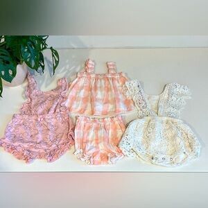 Baby Girl Spring Outfit Bundle 3–6M | Rompers & Matching Sets